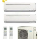 9000 + 18000 Btu Daikin Dual Zone Ductless Wall Mount Heat Pump Air Conditioner